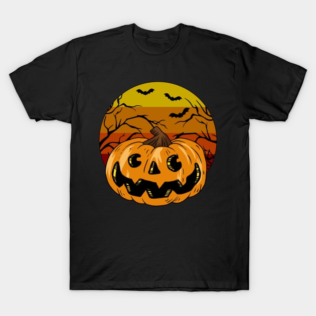 Vintage Halloween Pumpkin T-Shirt by valentinahramov